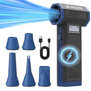 DRILLPRO P30 Turbo Fan 130,000RPM 300g Peak Wind Pressure with 5000mAh Battery Various Nozzle Combinations Portable 29mm