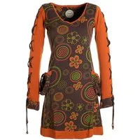Vishes Jerseykleid Langarm Shirt Blümchenkleid Bedruckt 70er 80er Hippie Style