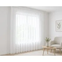 Gardinen by Justyna Gardine Gardine Voile Weiß mit Kräuselband und Bleiband (1 St), Kräuselband, halbtransparent, Fertiggardine,(Raffverhältnis 1:2),Halbtransparent,Pflegeleicht,Store