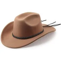 Bwecuy Cowboyhut Vintage Western-Cowboyhut, Unisex breitkrempiger Filzhut, Outdoor-Sonnenschutzhut