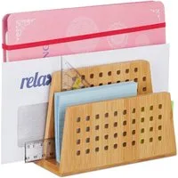 relaxdays Briefablage Dokumentenhalter Bambus 2 Fächer