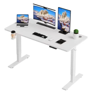 Homavo Schreibtisch, Weiß, Metall, Holz Optik, Rechteckig, 60x120x120 cm, Arbeitszimmer, Schreibtische, Bürotische