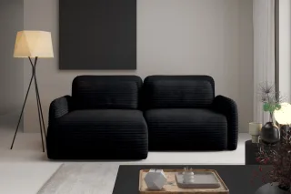 Ecksofa Schlafsofa Sofa SIMONE in Stoff Ambience Schwarz Ottomane Links