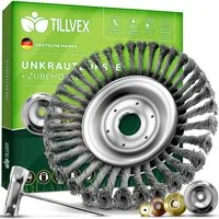 tillvex Benzin-Rasentrimmer tillvex® Unkrautbürste Wildkrautbürste Motorsense Freischneider, (Packung, mit Montagematerial)