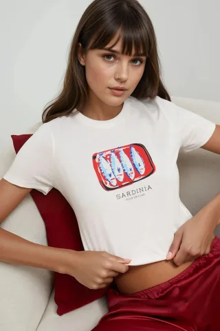 Bedrucktes Regular-Fit Crewneck T-Shirt aus 100% Baumwolle