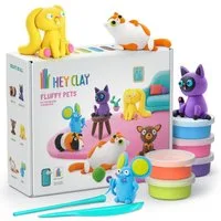 Hey Clay Modelliermasse Hey Clay Flauschige Tierfiguren, Spielknete, Knetmasse 15 Farben