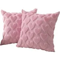 CLTYQ Kissenbezüge Valentinstags-Kissenbezüge,45 x 45cm, 2 Stück, Dekokissen, weiches Plüsch-Kunstfell,Herzmuster, für Schlafzimmer, Sofa,Festivals