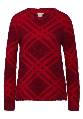 Street One - Flauschiges Langarmshirt rot - Gr. - 34