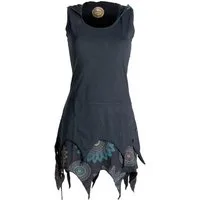 Vishes Tunikakleid Zipfelige Elfentunika Lagenlook Blumen bedruckt Hippie, Boho, Ethno, Goa Style