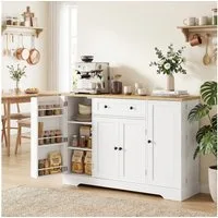 HOMCOM Sideboard Küchenschrank mit Schublade, Verstellbaren Regalen, Türregalen (Aufbewahrungsschrank, 1 St., Buffetschrank), für Küche, Esszimmer, Wohnzimmer, 138 x 40 x 85 cm, Weiß