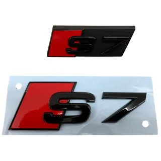 Original Audi S7 A7 Black Edition Emblem Schriftzug Logo Emblem Schwarz glänzend Heck + Kühlergrill