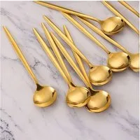 Jungengel Teelöffel Luxus Gold 6-Teilig Titanbeschichtet Kleine-Löffel 13cm Hitzebeständig (6 Stück), Hitzebeständig, Langlebig, TOP Qualität, Modern