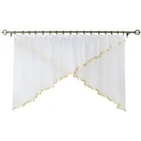 Joyswahl Scheibengardine Kuvertstore mit Satinband im klassischen Design (2 St), Kräuselband, transparent, Voile, Uni mit Bogenform für Küche, Esszimmer und Wohnzimmer