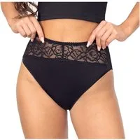 Donna Taillenslip 244 (2-St) Damen 2er Pack Taillen Slips Unterhosen florale Spitze Viskose