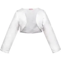 Märchenburg Bolerojacke Kinder Bolero, Kommunionjacke, Mädchen Bolerojacke, Satin Jacke, Weiß