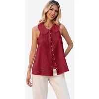 Imily Bela Blusentop Damen ärmellose Bluse mit Knopfleiste (Packung, 1-tlg., 1per-Pack) Puppenkragen