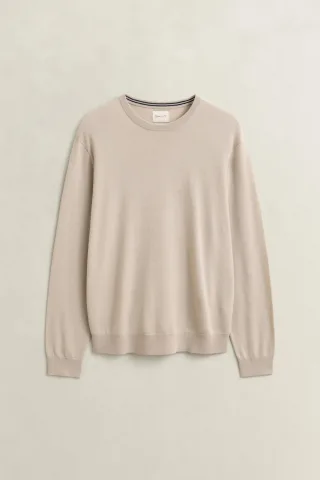 GANT - Rundhalspullover aus Merinowolle clay beige - Gr. - M