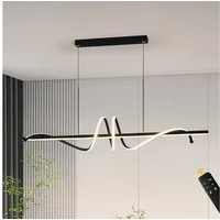 JDONG LED Pendelleuchte 90CM Modernes Spirale Design Hängelampe Schwarz 54W, LED fest integriert, 3000-6500K Farbtemperatur Höhenverstellbar Kronleuchter Dimmbare Mit Fernbedienung, Hängelampe für Küche, Wohnzimmer, Esszimmer, Schlafzimmer Cafe