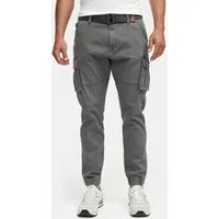 Indicode Cargohose Herren Kerr Cargo Hose Herrenhose aus elastischer Baumwoll-Qualität, inkl. Gürtel