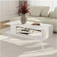 en.casa Couchtisch, »Lycksele« Wohnzimmertisch 40x90x45cm Weiß