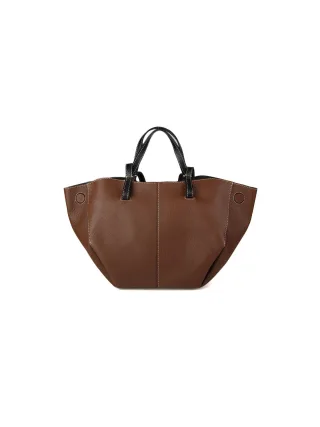 Giulia Monti Schultertasche Walnussbraun Schwarz