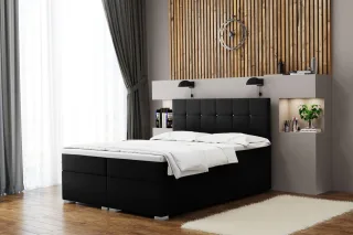 Boxspringbett Schlafzimmerbett ABELT 200x200cm in Stoff Matt Velvet Schwarz