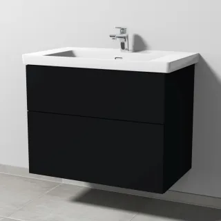 Sanipa 3way Waschtischunterbau zu Villeroy & Boch Subway 3.0 Waschtisch mit 2 Auszügen, Schwarz-Matt SF84808