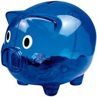 Macma Spardose Sparschwein / Farbe: transparent blau