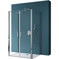 Mai & Mai Grossraumdusche U-Form Duschkabine aus 8 mm ESG mit Nano-Beschichtung R66UK, BxT: 90x80 cm, Sicherheitsglas nach DIN EN 12150-1 und DIN EN 14428
