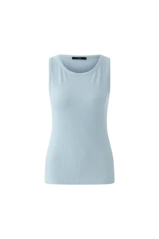 Oui - FILIZ Top elastische Viskoserippe celestial blue - Gr. - 40