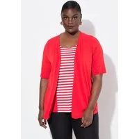 Ulla Popken T-Shirt 2-in-1-Shirt Shirt mit "Jacke" Ringel Halbarm