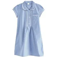 Next Karokleid Kleid mit Vichykaros, Knopfleiste + Spitzenbesatz (1-tlg)