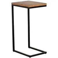 MR.DEKO Beistelltisch Materos 40x30x70 Mango Holz Tisch mit Bohlenoptik (1-St), Massivholz Couchtisch, schlank & stabil, Nachtisch