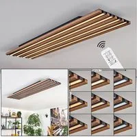 hofstein Deckenleuchte dimmbare Deckenlampe aus Metall/MDF/Kunststoff in Weiß/Naturfarben, ohne Leuchtmittel, Deckenpanel mit Fernbedienung, flache Deckenleuchte, CCT einstellbar
