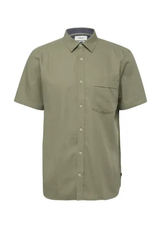 s.Oliver Red Label - Regular Fit: Leichtes Kurzarmhemd mit Stickerei grün - Gr. - M