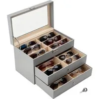 Youyijia Brillenetui Brillenbox für 8 Fächer Brillen Brillenkoffer Sonnenbrillen, 8 Brillenbox