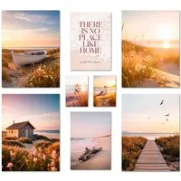 ARTFAVES Bilder-Collage Poster Set Vintage Sea Summer I mehrteilige Bilderwand I Wandbilder So, (Wandbilder modern, 8 St)