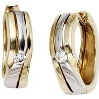 JOBO Paar Creolen, 333 Gold bicolor mit Zirkonia
