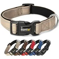 lionto Hunde-Halsband reflektierend, verstellbare Länge 20-30 cm XS beige, Nylon, Neopren, reflektierend & angenehm gepolstert