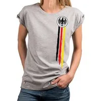 MAKAYA Print-Shirt Deutschland EM Trikot Damen Adler Flagge Fahne Fußball WM Top (Schwarz, Weiß, Blau, Grau, Grün, Rosa, 34, 36, 38, 40, 42, 44, 46, 48, 50) große Größen