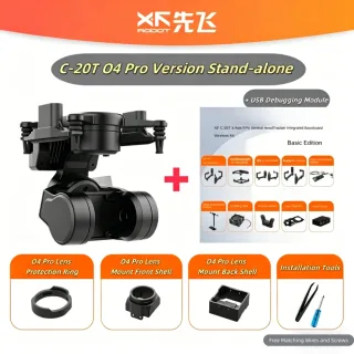 XF C-20T 3-Axis FPV Gimbal for DJI O4/ O4 Pro USB Adjustable Stabilizer with HeadTracking & High-Speed Control( Fixed-Wi