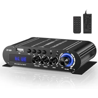 ST-839 2.1CH Mini Bluetooth Stereo Amplifier RMS 25Wx2+40W Subwoofer Output USB/AUX/RCA Input Home Audio Receiver for Ho