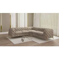 S-Style Möbel Ecksofa Ashley, Chesterfield mit Goldenen Metall Füßen, mit Wellenfederung
