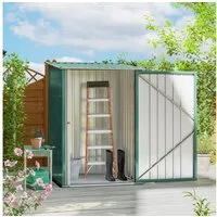 Outsunny Gerätehaus Metall 0,92 m² Geräteschuppen mit Pultdach Abschließbarer Tür, BxT: 100x103 cm, (Metall Geräteschuppen, 1 St., Gartenhaus 0,92 m), für Hinterhof Außenbereich Grün