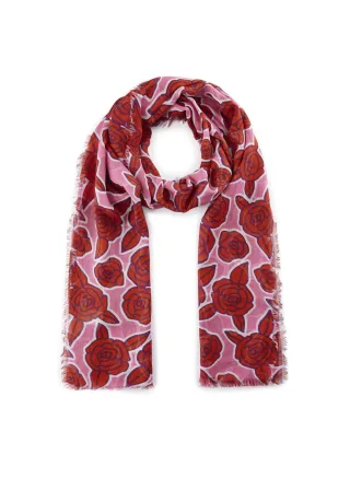Softer Schal aus feinem Bambus mit Blumenmuster pink - Gr. - one size
