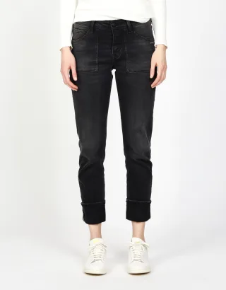 GANG Damen Jeans 94NICA WORKER - boyfriend fit Jeans worn black wash