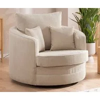 S-Style Möbel Drehsessel Ted Love Seat XXL 360 Grad drehbar aus Cord-Stoff, mit Wellenfederung