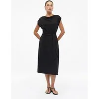 s.Oliver Minikleid Kleid Kurzes Kleid mit Wasserfall-Ausschnitt und Bindegürtel