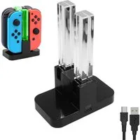 KINSI Ladestation für Switch/oled,LED Docking-Station,Controller-Ladestation Zubehör Nintendo (Gleichzeitiges Aufladen von 4 Switch-Controllern)