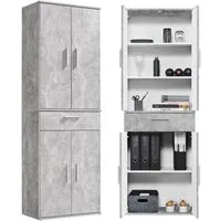 mokebo Mehrzweckschrank Der Praktische (60x180 cm, mit Schublade) Made in Germany, Büroschrank, Aktenschrank, Apothekerschrank in Grau